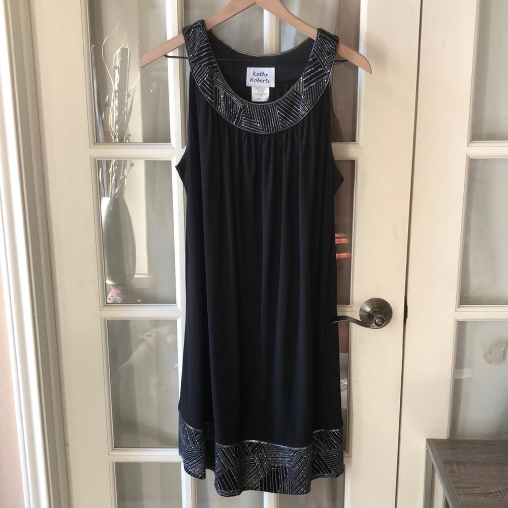 Kathy Roberts dress black with sparkles on collar and hem in size 12